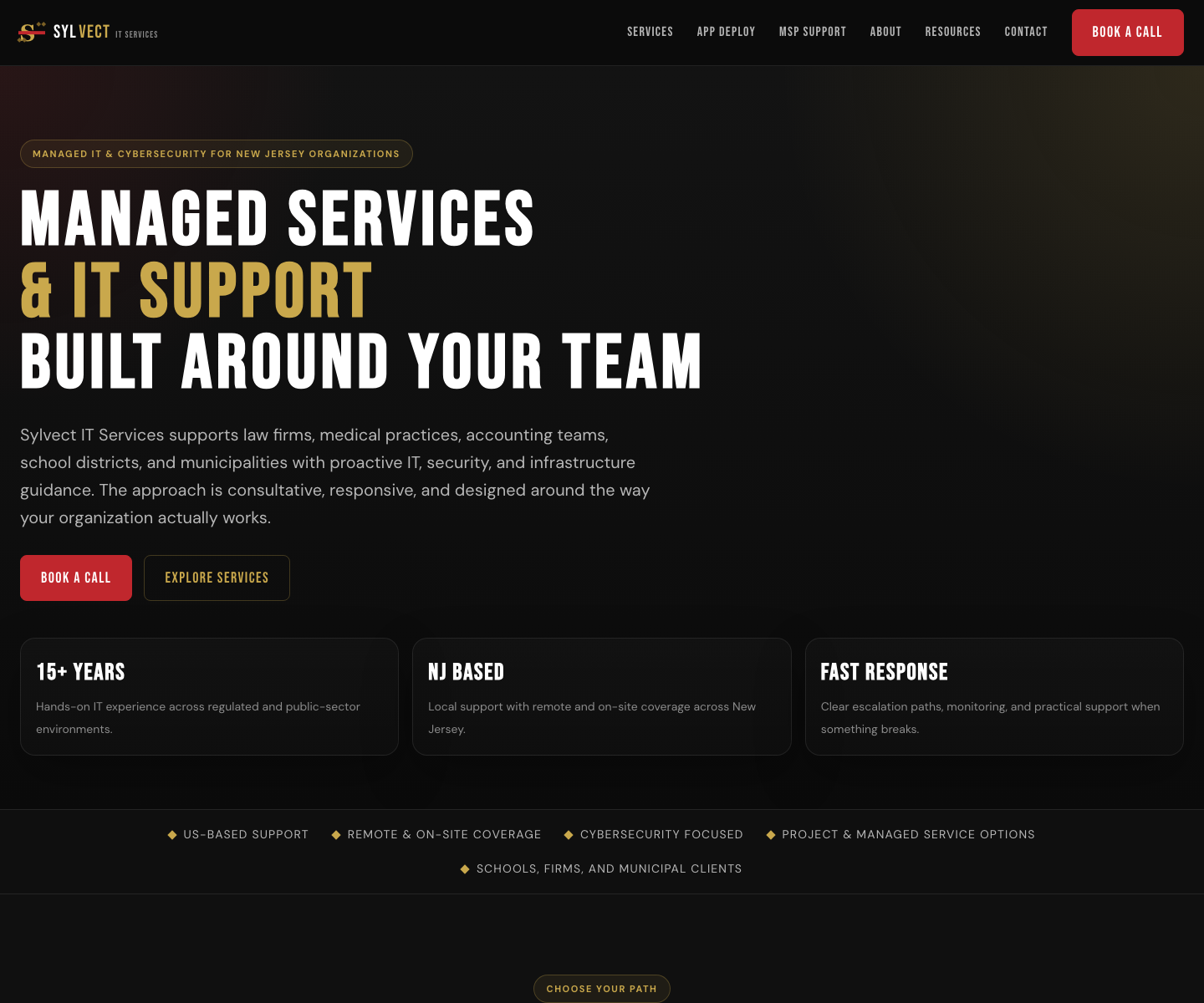 Production sylvect.biz homepage used as the operating target
